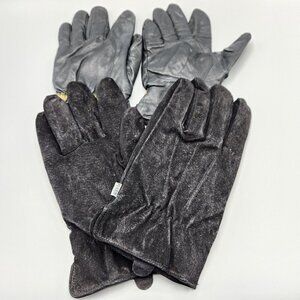 Perrin Paris Men's Black Leather Gloves Wrist Length Lined Lot of 2 M/L Fit